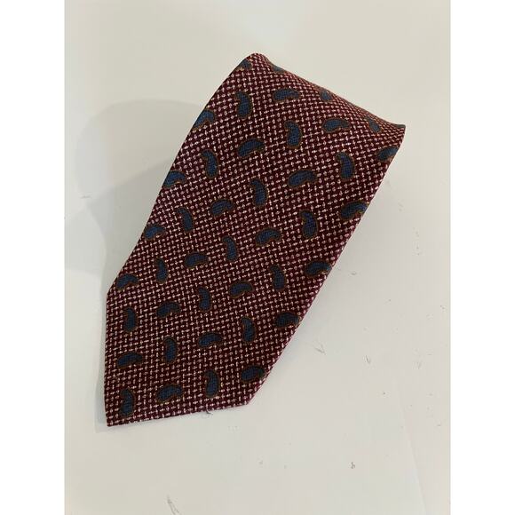 Embassy Row Men's Silk Neck Tie Hand Sewn Made in USA Brown Blue Paisley JL - Picture 1 of 8